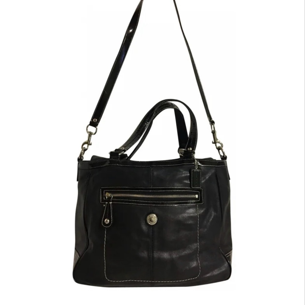 Coach vintage black leather crossbody handbag